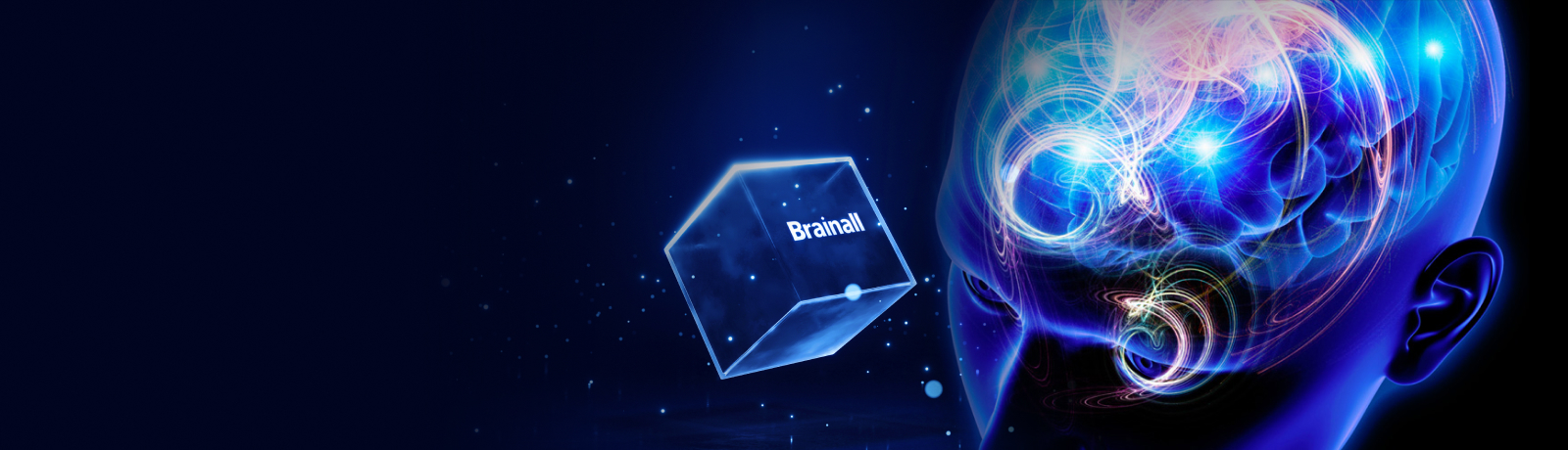 빛나는 인간 그래픽과 Brainall 큐브 이미지